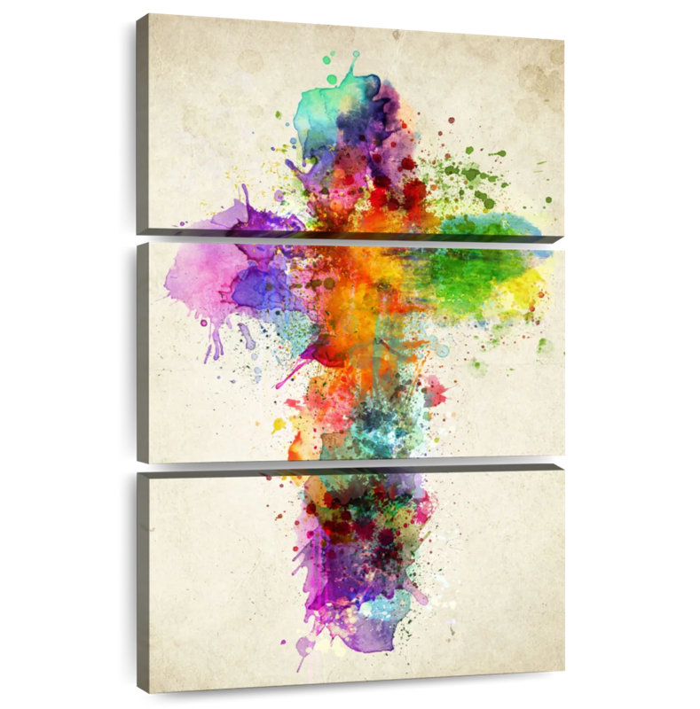 Adella Paint Splatter Cross, 32" H x 20" W