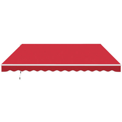 Outsunny 2'' Polyester Beige Cover Retractable Patio Awning