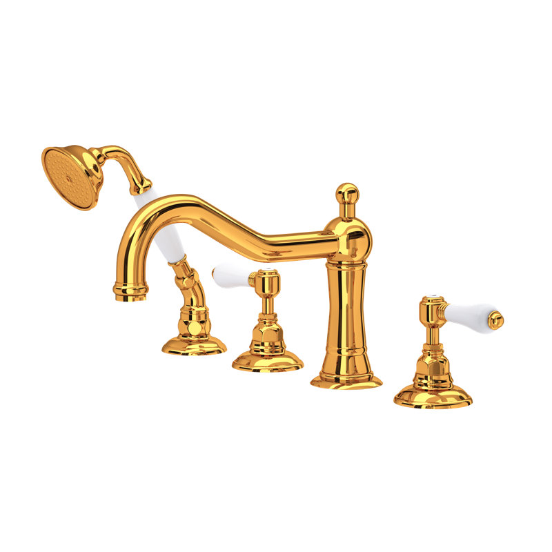 Acqui 4-Hole Deck Mount Tub Filler, Italian Brass