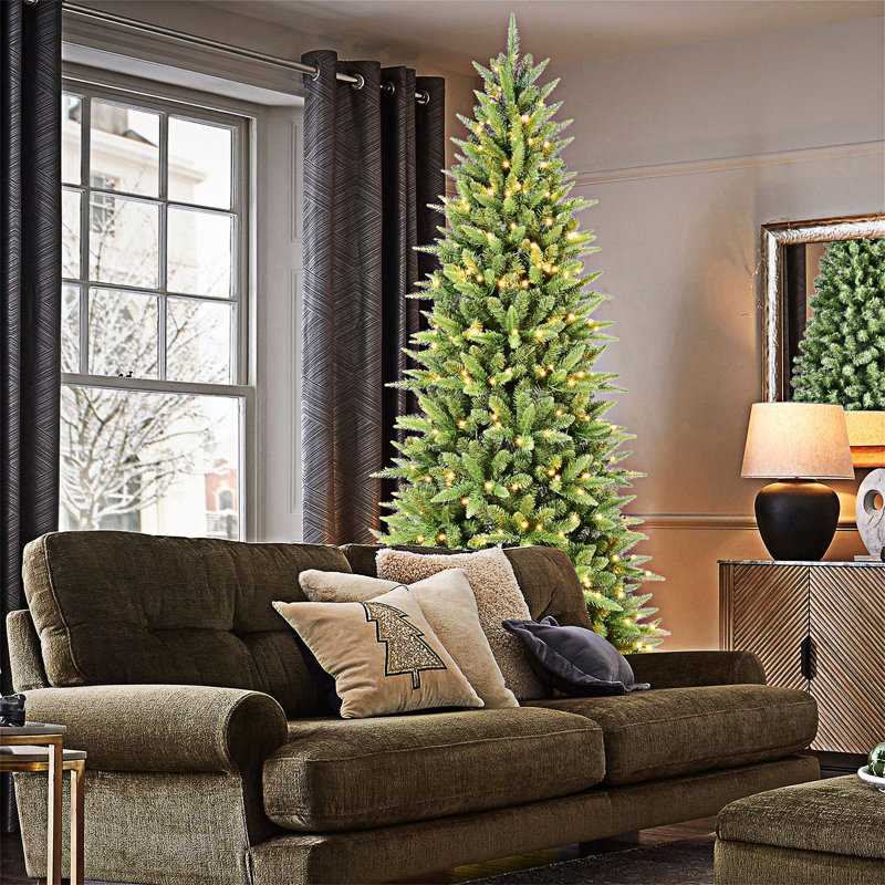 Arbre de Noël mince avec support en métal, 6', Illuminée