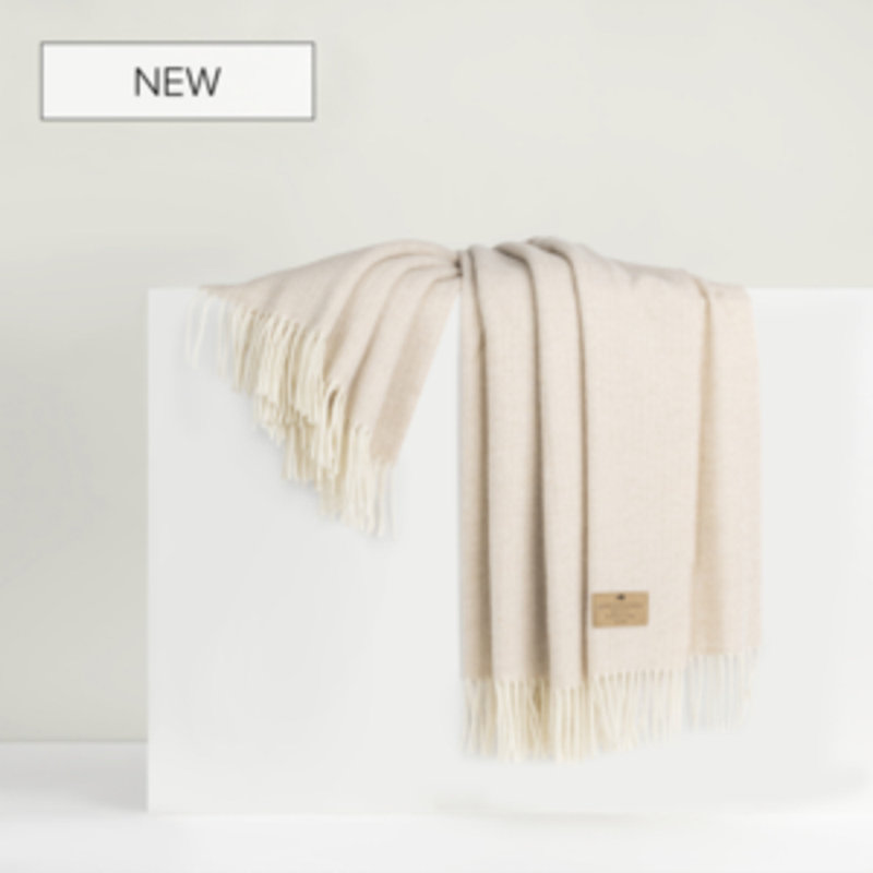 Pinstripe Cashmere/Lambswool Throw, Sand