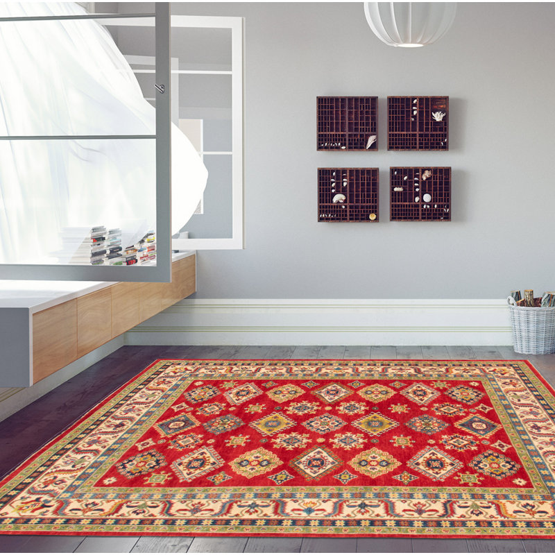 Tapis unique en laine noué à la main 6 pi 7 po x 9 pi 9 po nouvel âge Oberto