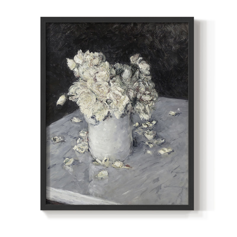 Impression florale vintage encadrée Lxxxv - bois massif, H 21 po x l 17 po, Noir, noir, noir, noir