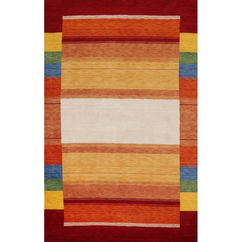 Tapis rayé en laine Gabbeh noué à la main 6 x 10