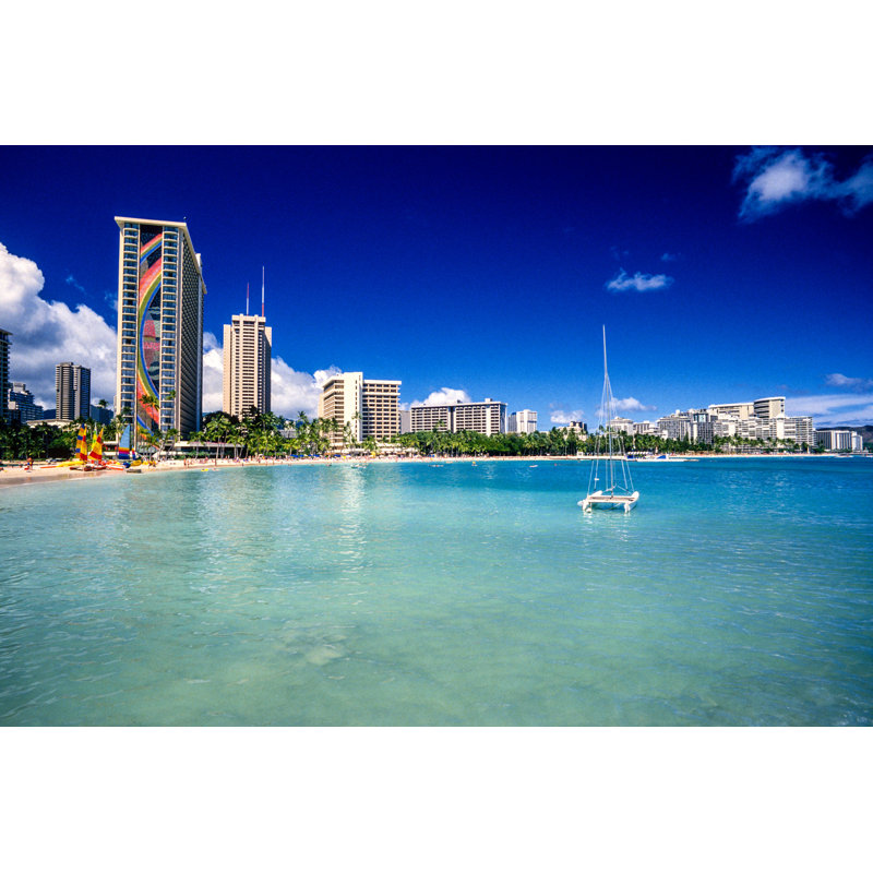 Waikiki Beach by Tropicalpixsingapore - Wrapped Canvas Print, 81cm H x 122cm W x 3.8cm D