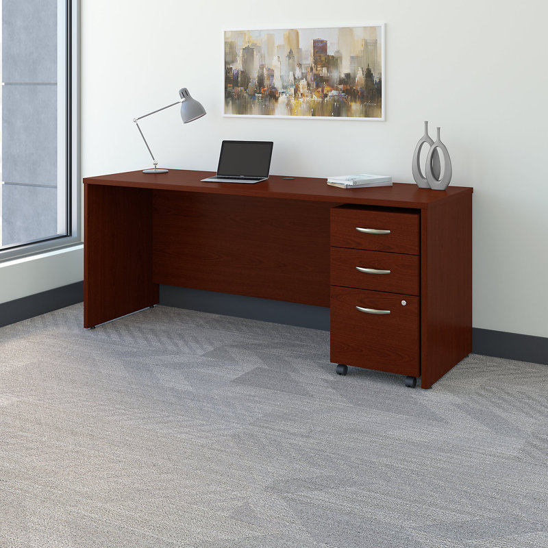 Coquille de bureau Series C, Acajou, H 30 po x l 71 po x P 24 po