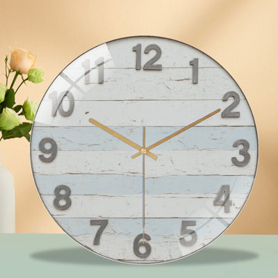 Clock Face Northern Lights Mountains Art - 12'' Modern Glass Wall Clock
