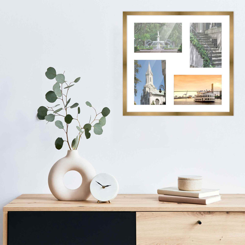 Cadre en bois, 5 po x 7 po, 14 po x 14 po, Bronze / Blanc
