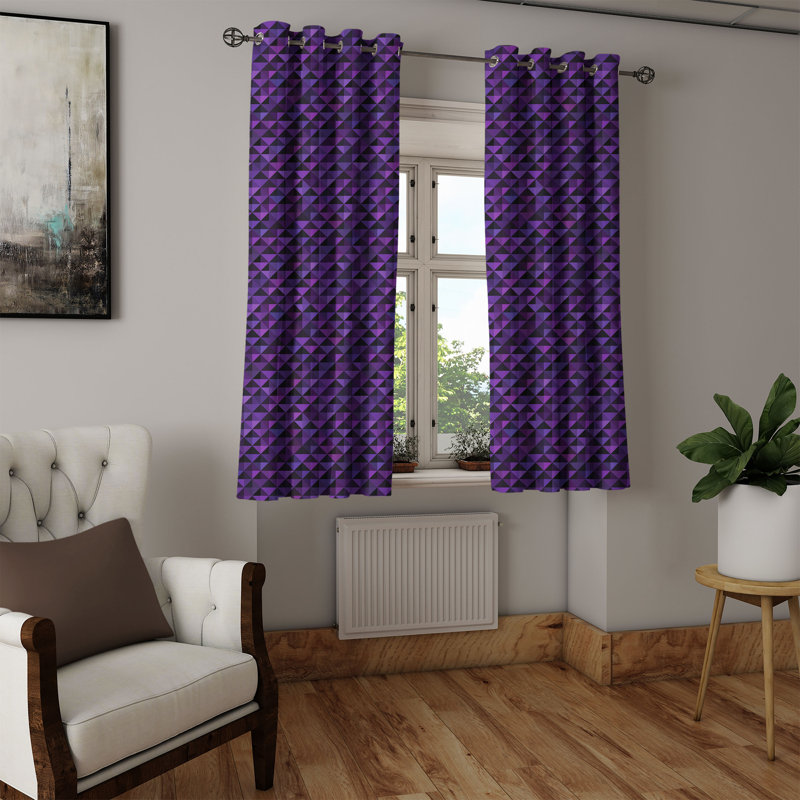 East Urban Home Geometric Grommet Curtain Decorative 2-Panel Window Drapes, 50", Purple Black, 50" W x 108" L