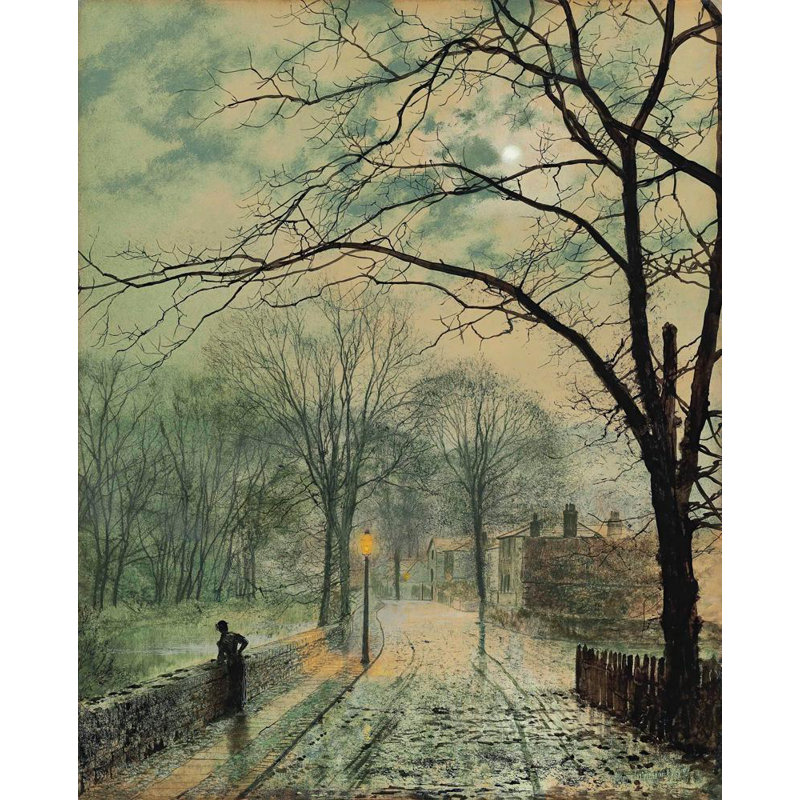 «A Moonlit Stroll, Bonchurch, Isle of Wight» par John Atkinson Grimshaw - Art mural sur toile tendue avec châssis