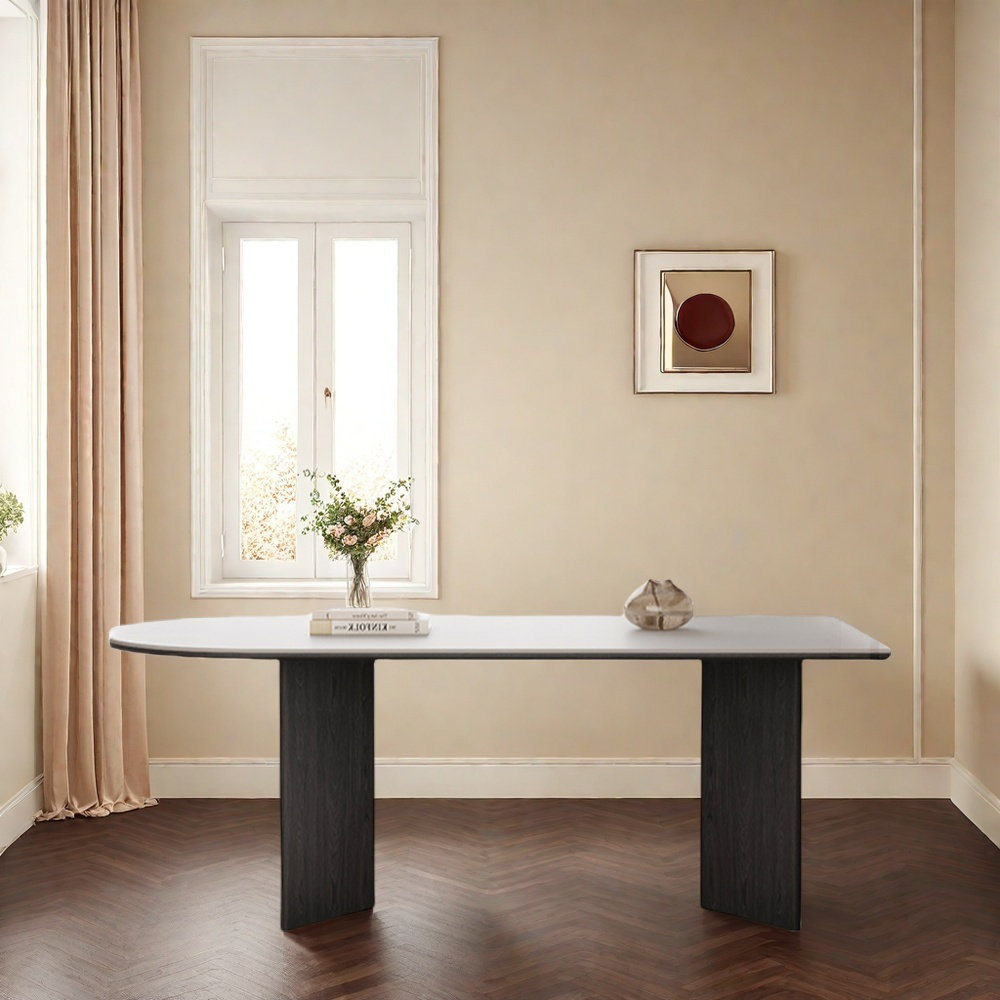 Hokku Designs Simple black solid wood rock board table | Wayfair