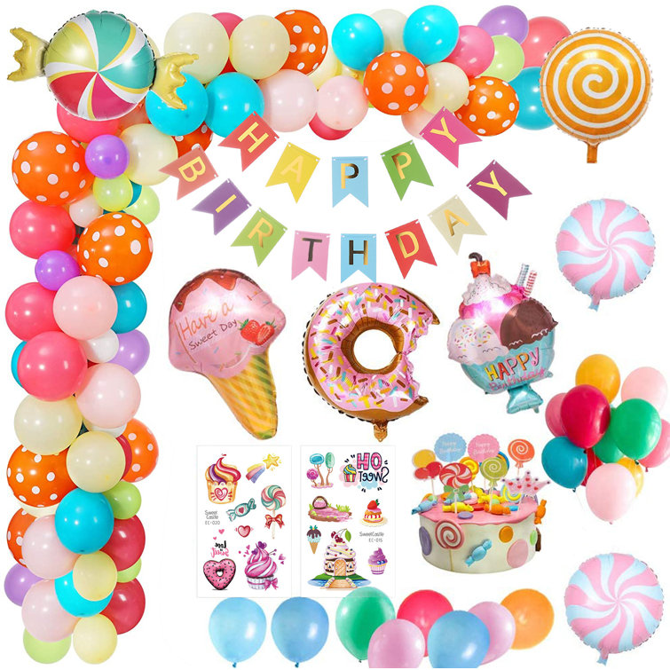 APERIL Balloon Set Candy Sweetheart Theme Party Large Donut Ice Cream  Aluminum Foil Balloon Happy Birthday Party Decoration Reusable Party Needs  & Reviews - Wayfair Canada