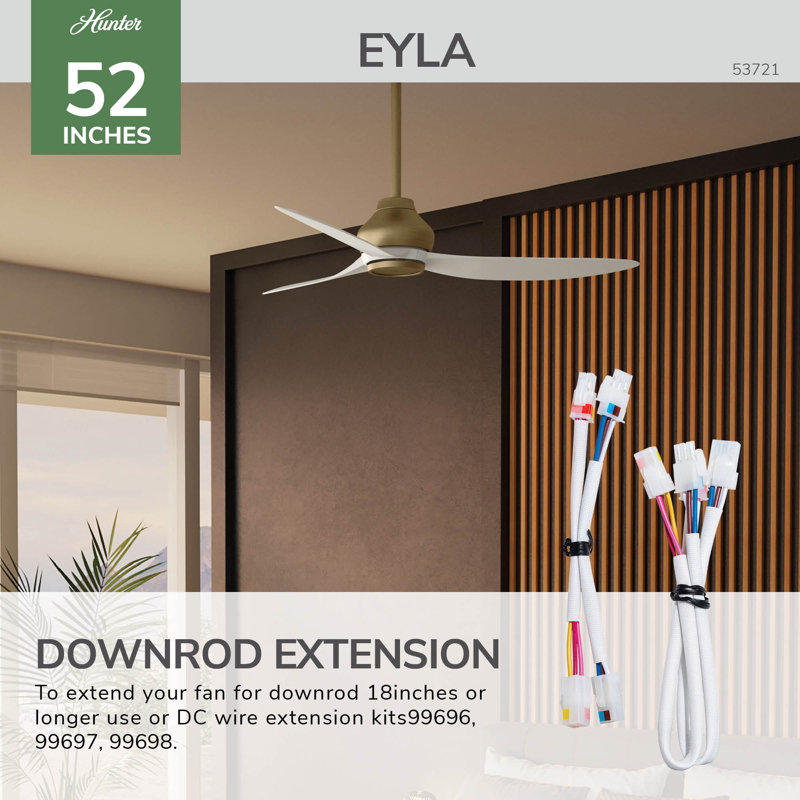 Casablanca 52 inch Eyla ENERGY STAR® Damp Rated Ceiling Fan and Wall Control and Handheld Remote, Brushed Gold