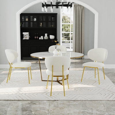 Chaises de salle à manger de luxe en velours avec pieds en métal martelé, ensemble de 4