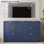Commode cannelée pour chambre à coucher avec 7 tiroirs, commode bleue moderne de 55 po de largeur avec poignée en métal-1562454744