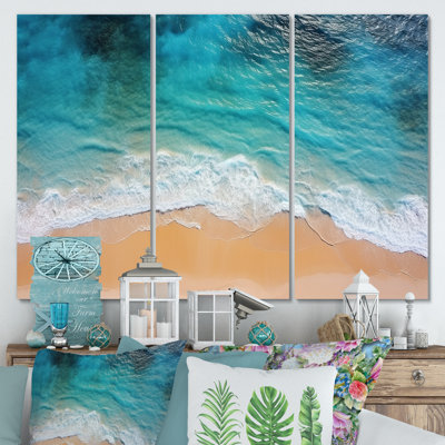 Vue aérienne de la plage bleue «Blue Tranquility» - art mural plage