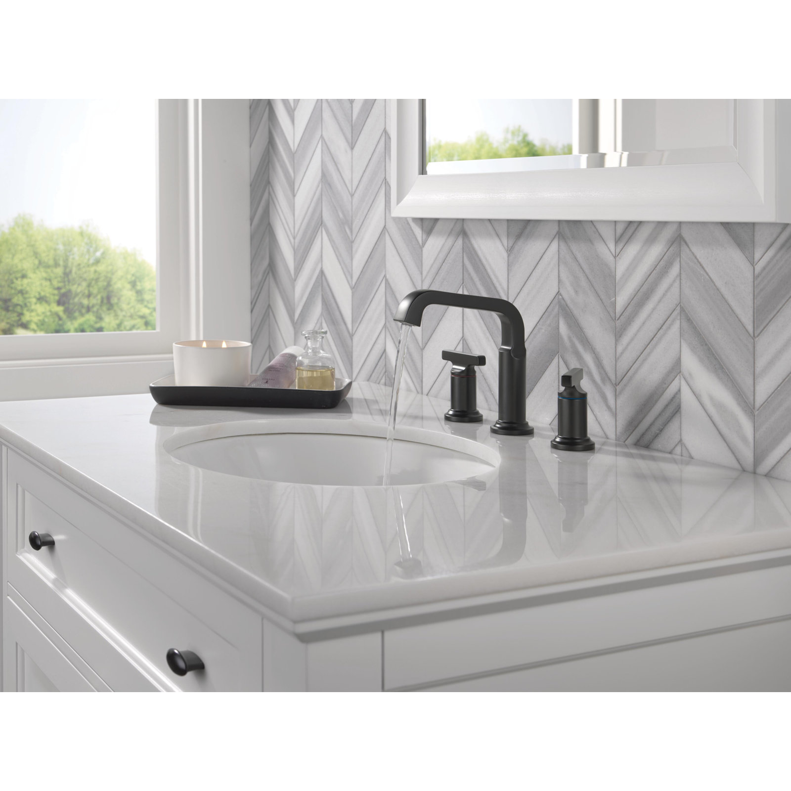 Tetra Double-Handle Widespread Bathroom Faucet, Matte Black