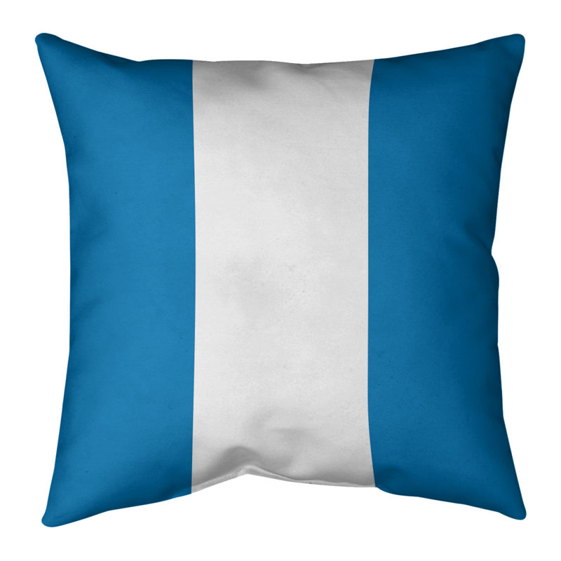 Housse de coussin, 16 po x 1 po, Bleu / Blanc, Simili suède