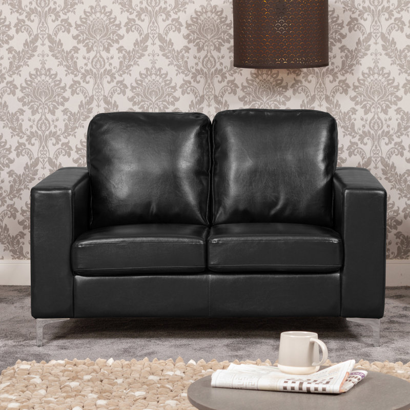 Laronzo 2 Seater Faux Leather Sofa, Black