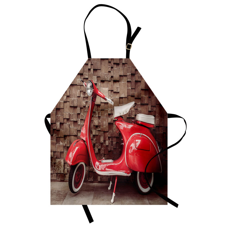 Tablier rétro East Urban Home unisexe, scooter rétro nostalgique, taille adulte, ombre rouge