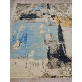 Picasso hand-knotted Wool/Silk Blue Area Rug