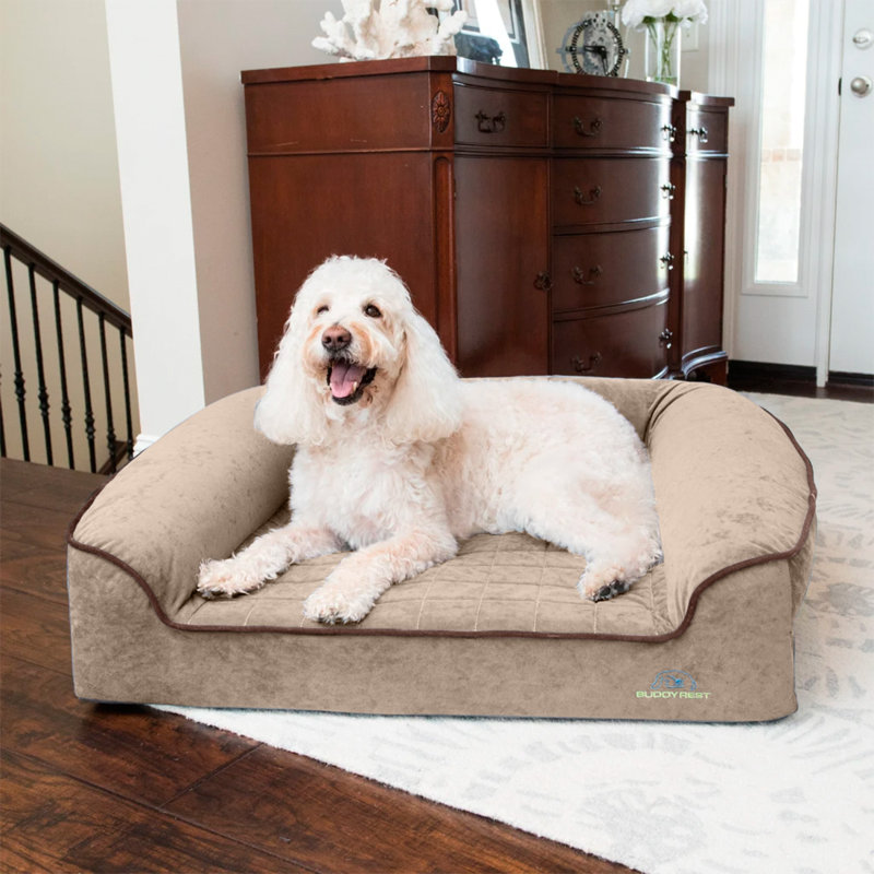 Lit pour chien en mousse à mémoire de forme Romeo - hybride orthopédique pour soulager les articulations, mousse à mémoire de forme rafraîchissante et suède résistant à l'eau, lavable à la machine - MadeinUSA