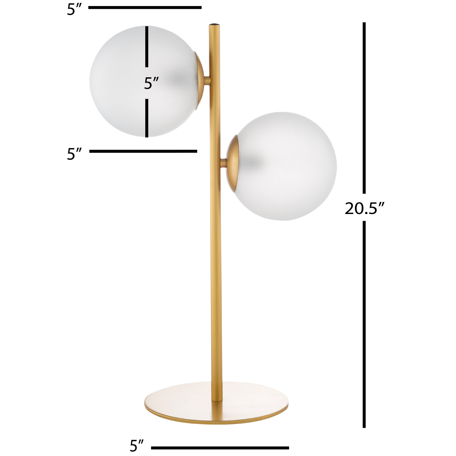 Dianna Metal Table Lamp, Gold, 20.5" H x 8" W x 6" D