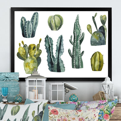 " Set Of Cactus On White "
