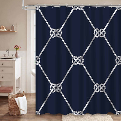 Corde nautique ornement blanc marine fond bleu marine foncé tendance maritime avec 12 crochets