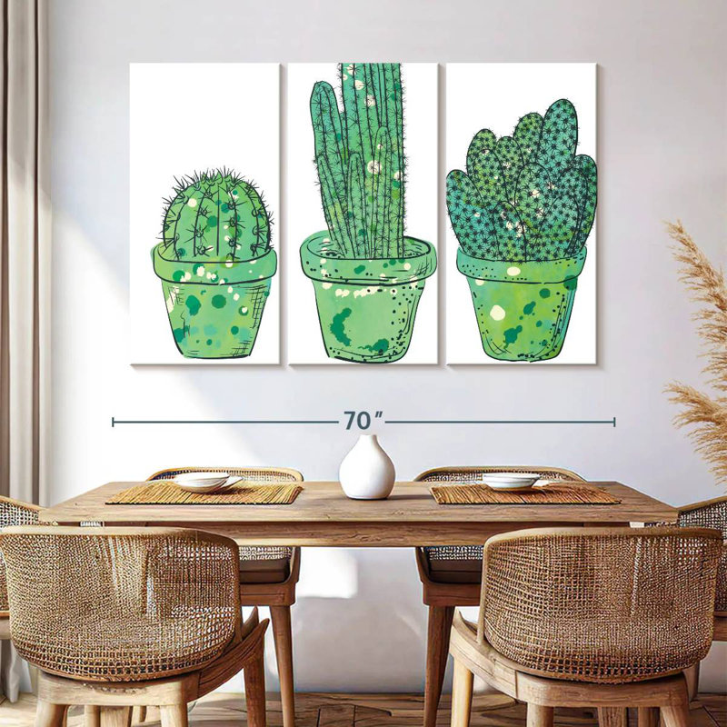 Cacti In Pots, 28" H x 45" W