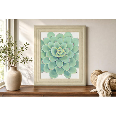Art mural Pastel Succulent III - 22 po x 26 po - Cadre brun clair