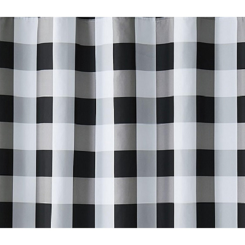 Buffalo Plaid Semi Sheer Curtain Pair, Black
