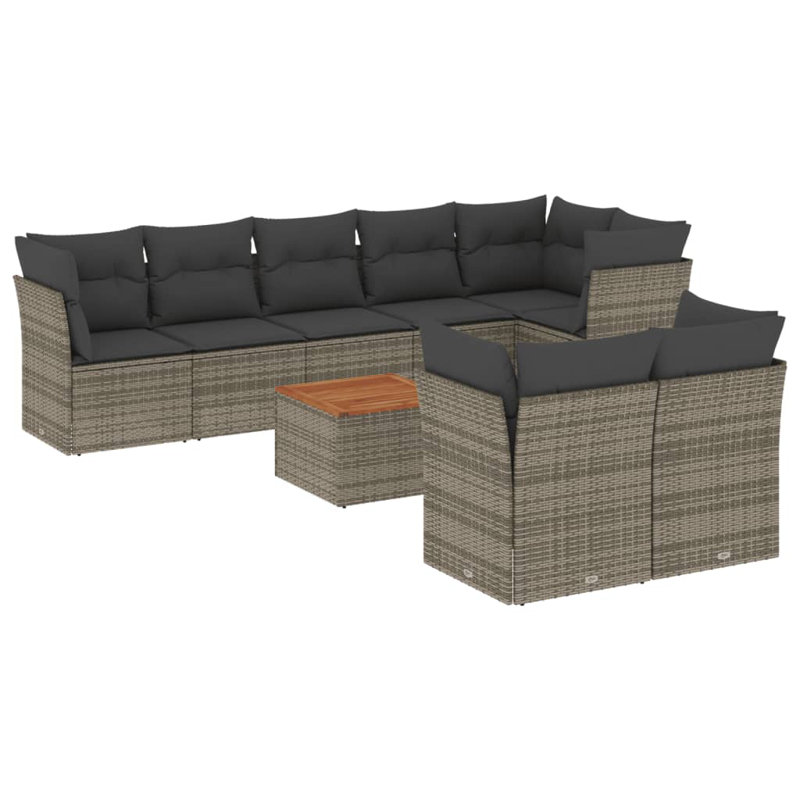 Ensemble de canapé de jardin modulaire en rotin PE gris et brun 9 pièces Vidaxl