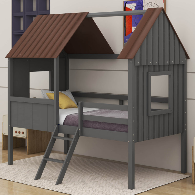  Lit mezzanine simple en bois Alexsander