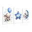 Elephant Nursery Wall Decor,Blue Moon And Stars Picture Painting,Baby Girl Room Decor,Nursery Canvas Wall Art,Cute Animal Poster Prints Set Of 3 For Bedroom 16X24 Framed