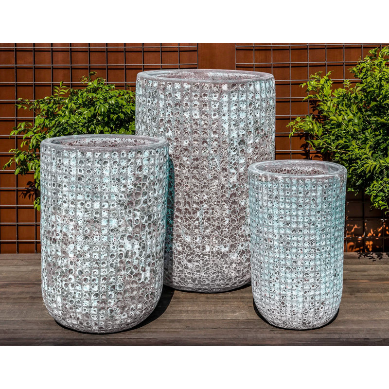 Ensemble de pots à fleurs en terre cuite 3 pièces Dokken, Vert-de-gris