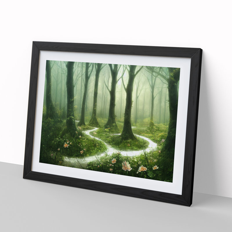 Fanciful Spring Forest - Framed Print, Black, 46cm H x 64cm W x 2cm D