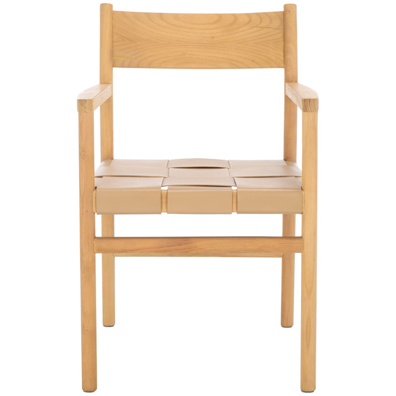 Devnie Leather Upholstered Arm Chair, Natural, Tan