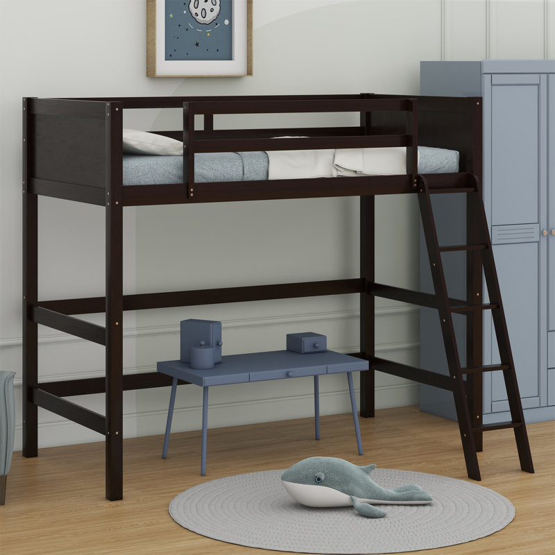 Lit mezzanine en bois avec échelle, Espresso