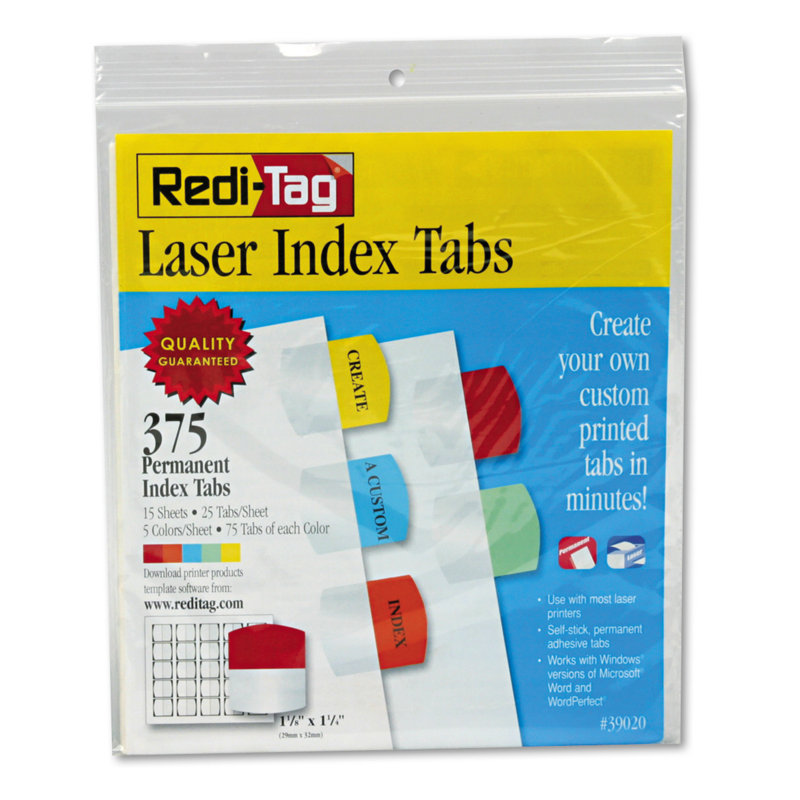 Onglet d'index imprimable au laser, 375 / paquet