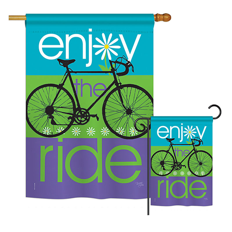 "vélo de sport" , expositions sportives à partir de la maison verticale en polyester de 2 côtés 40 x 28 po ensemble de drapeau
