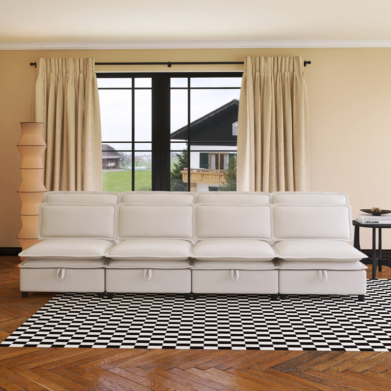 Double-Layer Cushion Modular Sofa, Beige
