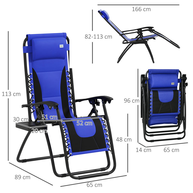 89cm Long Single Chaise, Blue
