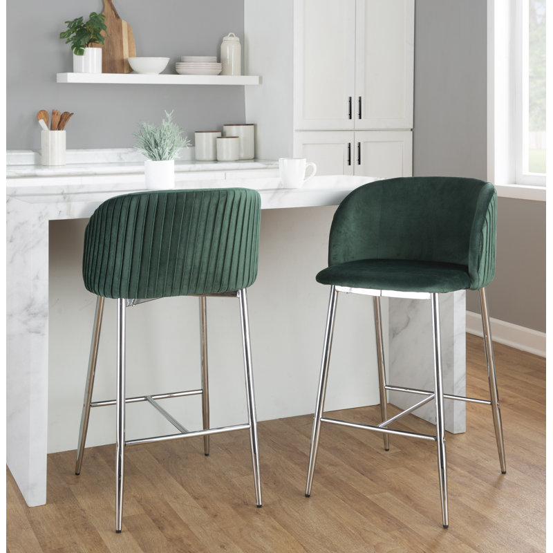 Tabouret de comptoir Trowbridge, Chrome, Vert