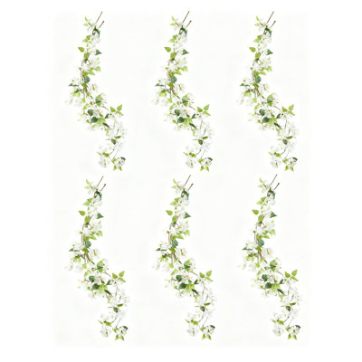  White Bougainvillea Artificial Vine – Flowering Hanging Vine Garland For Wedding Backdrop, Wall, Arch & Home Décor, Faux Floral Vine, 53.5" Long, Pack Of 6