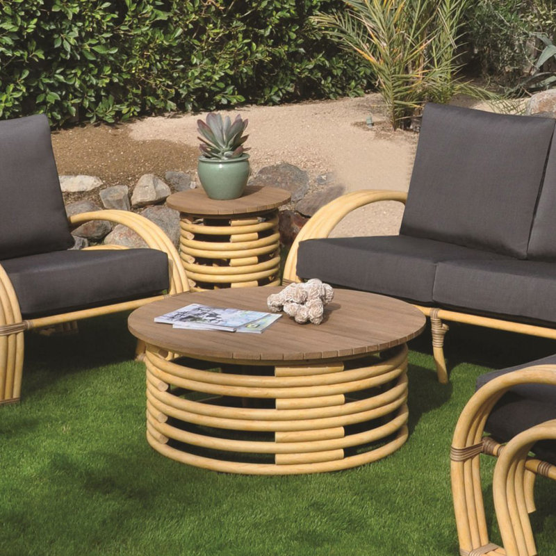Palm Outdoor Round Teak Side Table