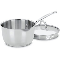 Rorence 3-Quart Saucepan with Lid: Pour and Strain Stainless Steel Sauce  Pan with Pour Spouts, Capsule Bottom & Tempered Glass Lid