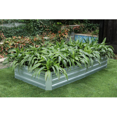 Kajsa 72" W Metal Raised Garden Bed, Galvanized Steel Garden Planter Box