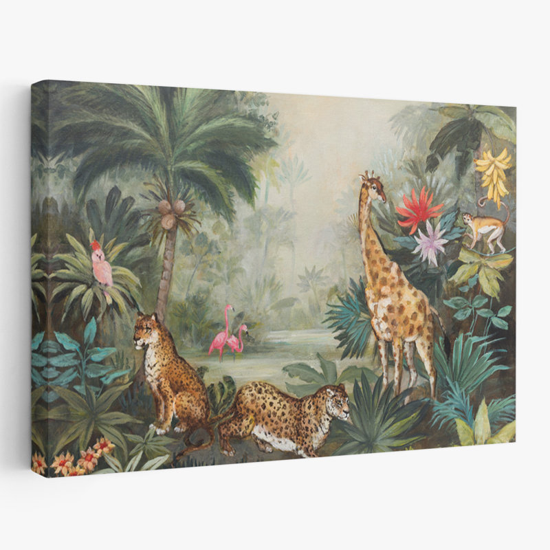 Vie bohémienne et éclectique dans la jungle, H 24 po x l 16 po