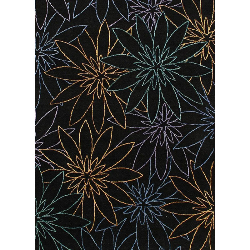 Floral Area Rug in Black